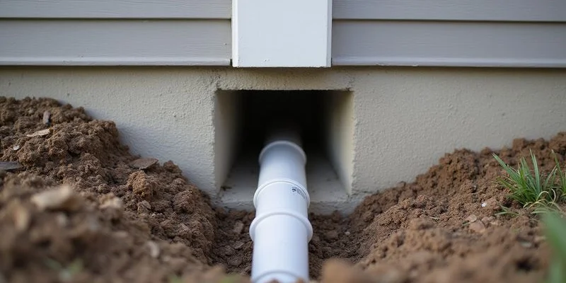 Downspout with underground drain connection